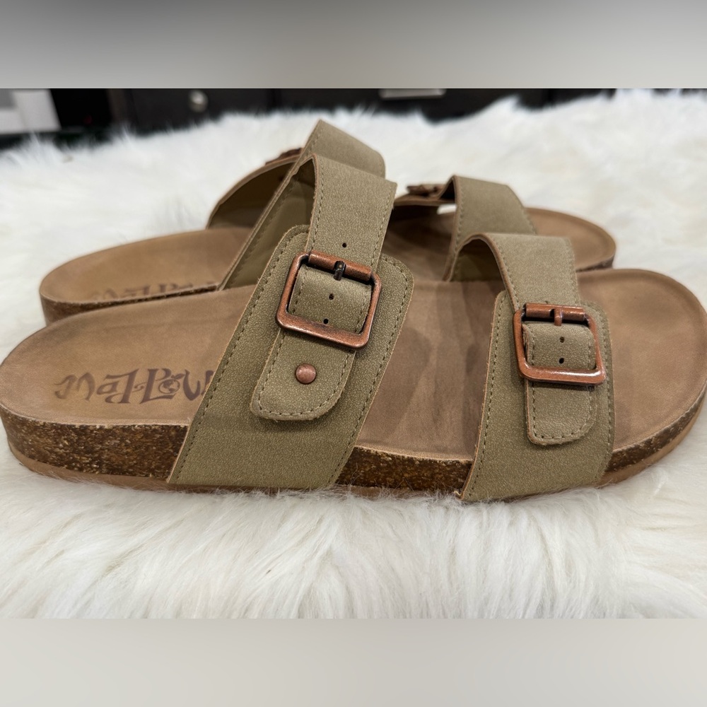 Olive Green Double Buckle Sandals